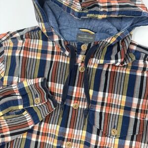 LL‎ Bean Signature Plaid Button Up Hoodie Shirt Mens Large Casual Outdoor
